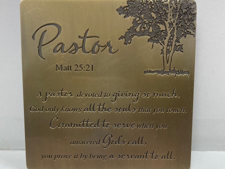 PASTOR BRASS TABLETOP PLAQUE on Sale